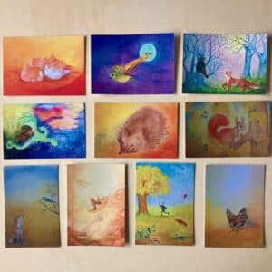 set van 10 ansichtkaarten met het thema herfst